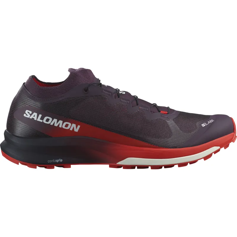 Salomon S/LAB Ultra 3 V2 Unisex Trail Running Shoe in Plum Perfect/Fiery Red/White